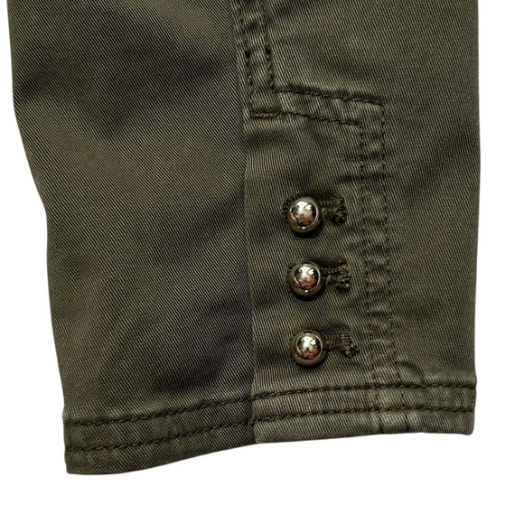 WHITE HOUSE BLACK MARKET Green Military Jacket /Top Peplum V-Neck Button Up sz 6 - Picture 8 of 11